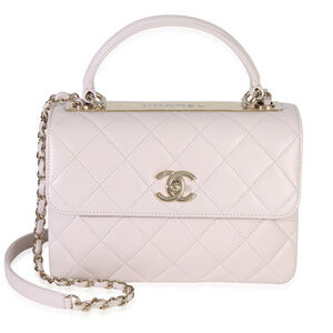 Chanel Pale Pink Quilted Lambskin Small Trendy Top Handle Bag